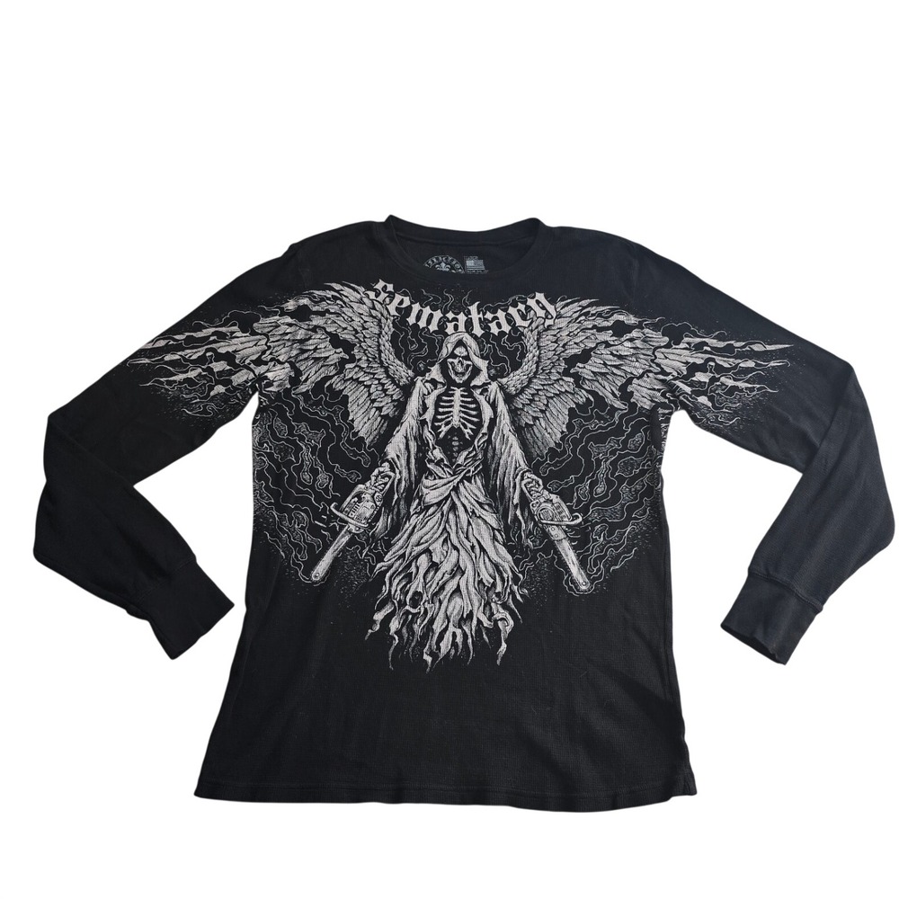 Affliction x Haunted Mound Sematary Massacre Thermal Shirt Large Chainsaw Goth